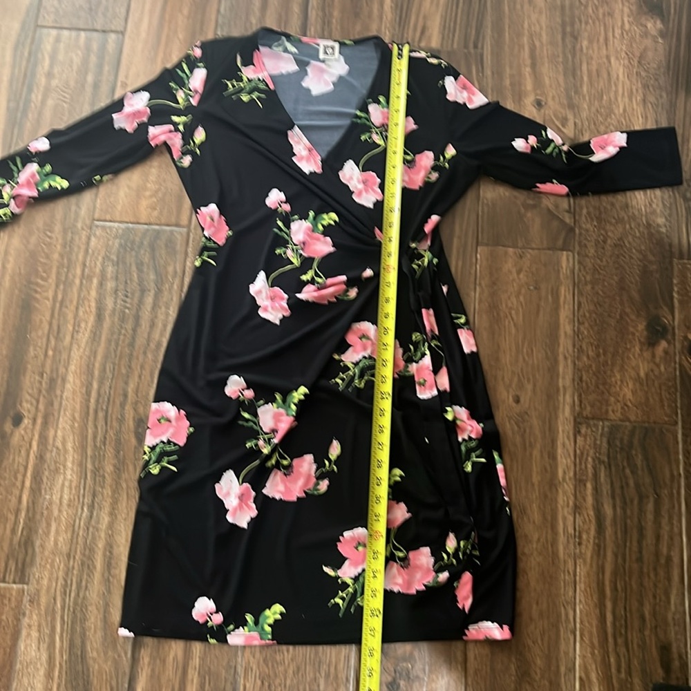 ANNE KLEIN … BLACK FLORAL PRINT DRESS ……452 - Picture 9 of 12
